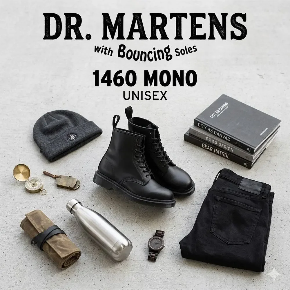 Dr. Martens 1460 Mono 8-Eye Boots - Smooth Black Leather